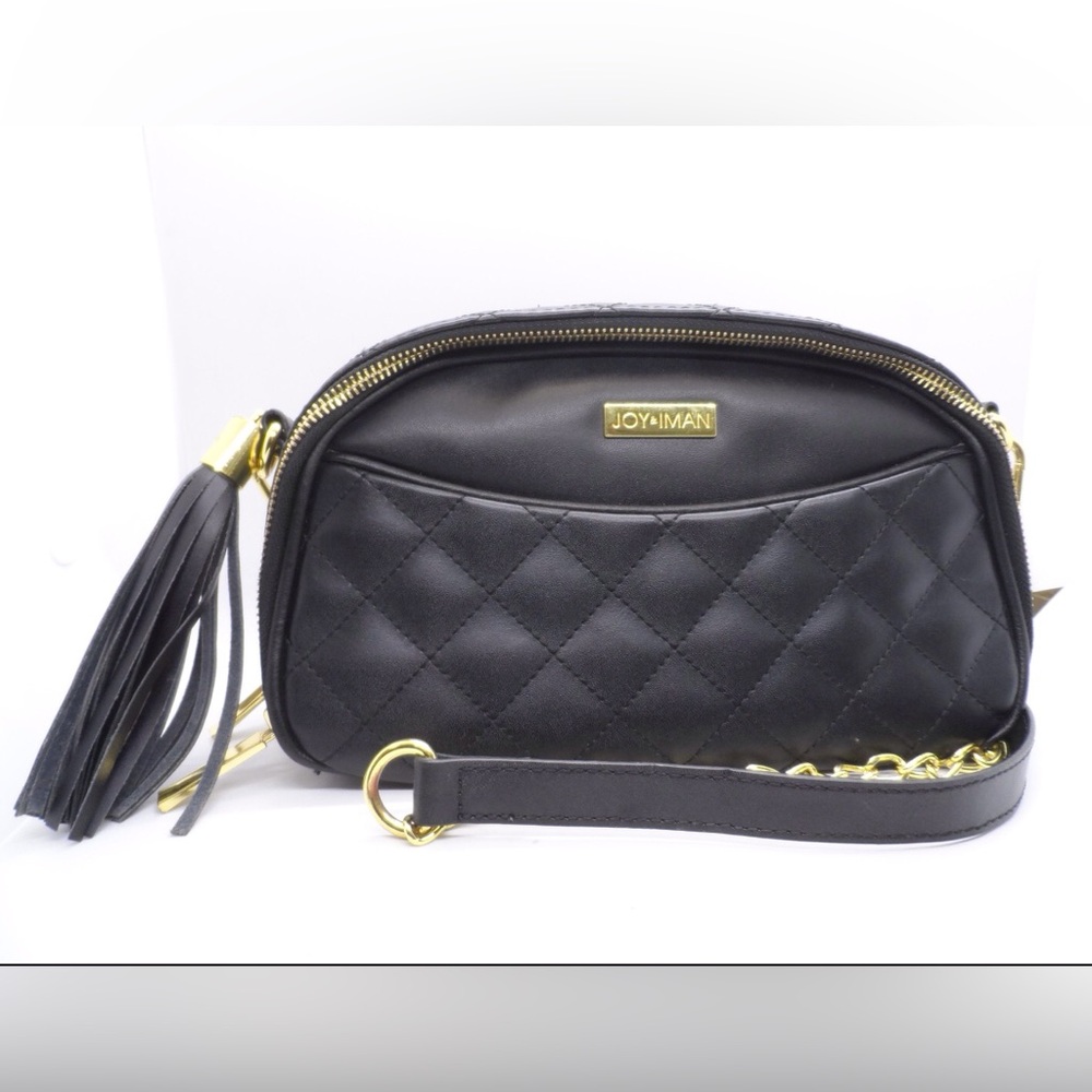 Joy & Iman Leather Diamond Quilted Pattern Crossbody Bag Purse